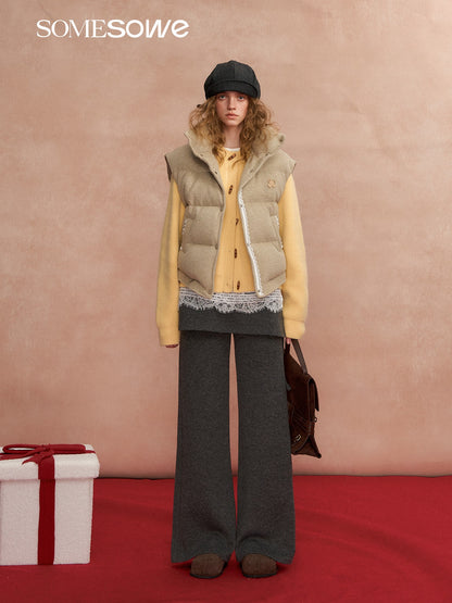 SOMESOWE S2508301 Lace patchwork stand up collar bread vest