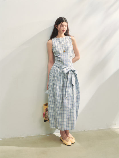 AsGony ASG25259 Plaid strap vest dress
