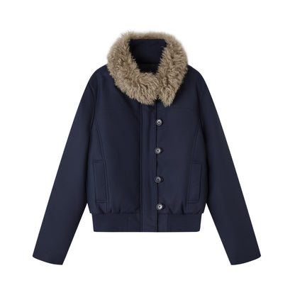 SOMESOWE S2508265 Detachable fur collar slim down jacket