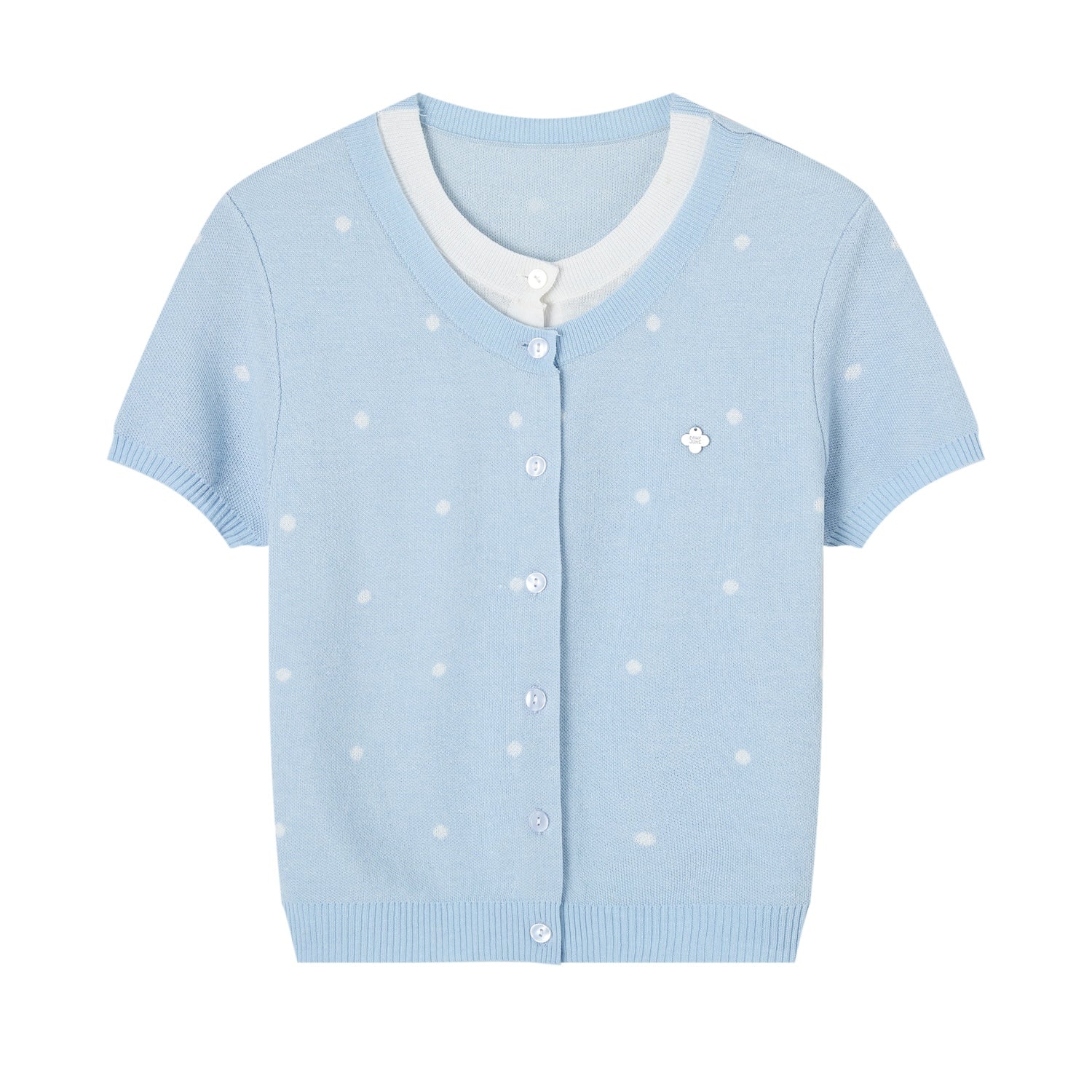 SOMESOWE S2609046 Wave Point Fake Two Knitted Tops