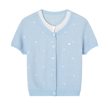 SOMESOWE S2609046 Wave Point Fake Two Knitted Tops