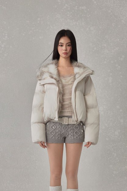 NONCESTNON N276 Fur-trimmed down jacket