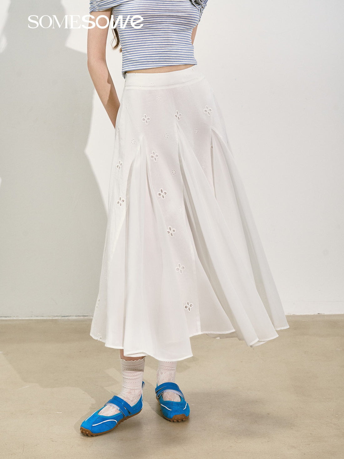 SOMESOWE S2508136 Embroidered flowers vacation style fairy skirt