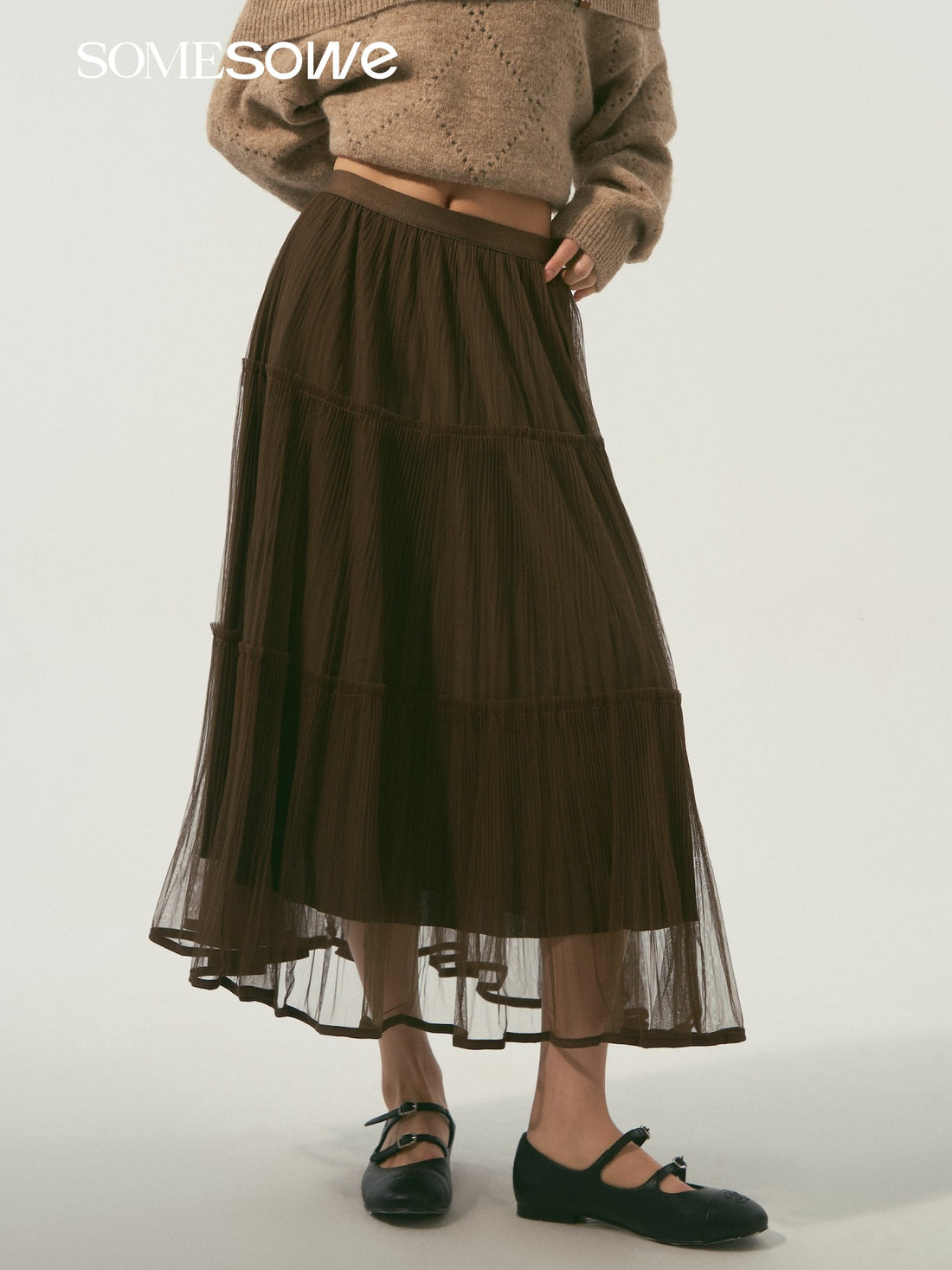 SOMESOWE S2509012 Double sided pleated yarn skirt