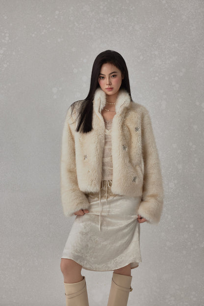 NONCESTNON N238 Pearl Buttoned Fur Coat
