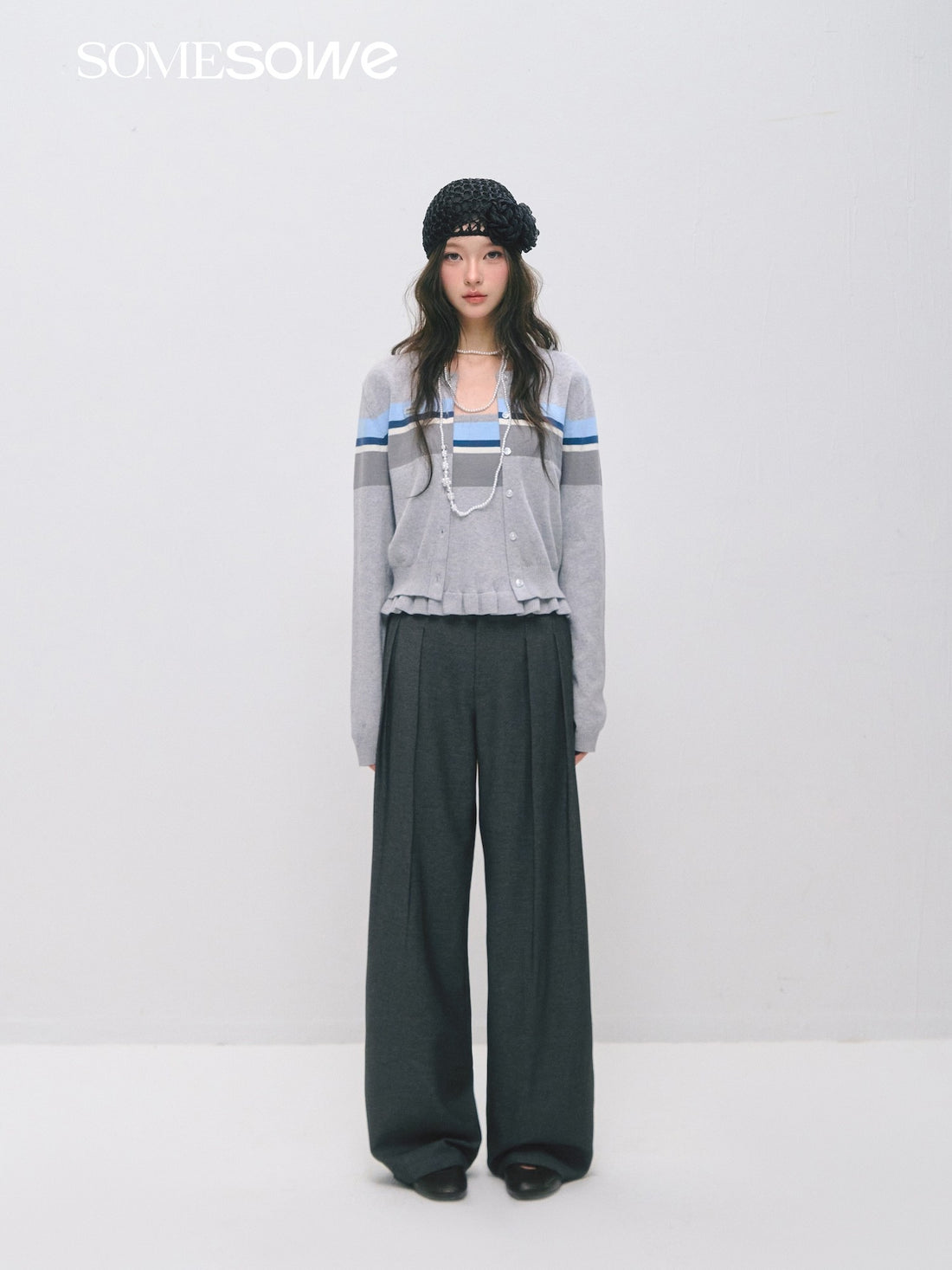 SOMESOWE S2509028 Ruffle strapless cardigan set