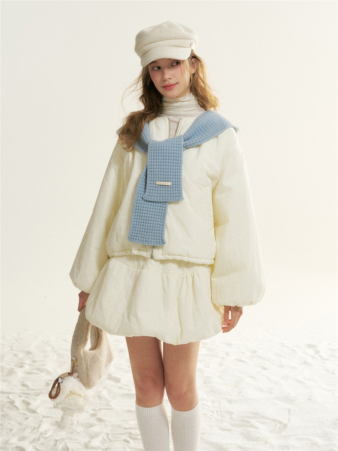 16DEWS 16D25536 Round neck cotton jacket + A-line skirt two-piece set