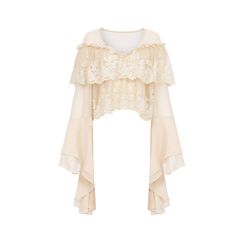 SHEERLUCK SLTZ25301 Lotus leaf edge chiffon lace splicing set