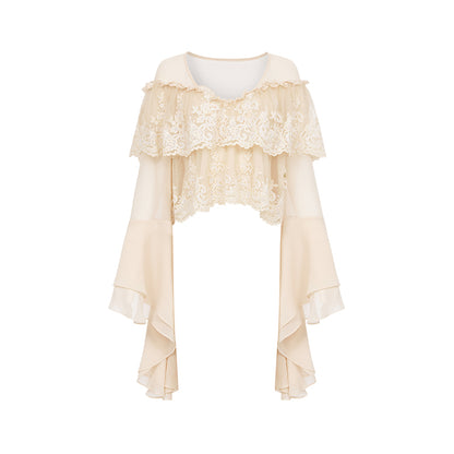 SHEERLUCK SLTZ25301 Lotus leaf edge chiffon lace splicing set
