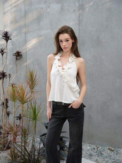 NONCESTNON N290 Ruffled neck hanging vest