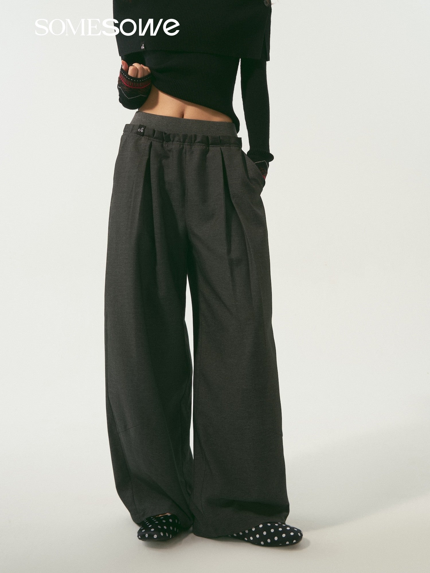 SOMESOWE S2509015 Double waisted loose crescent casual pants