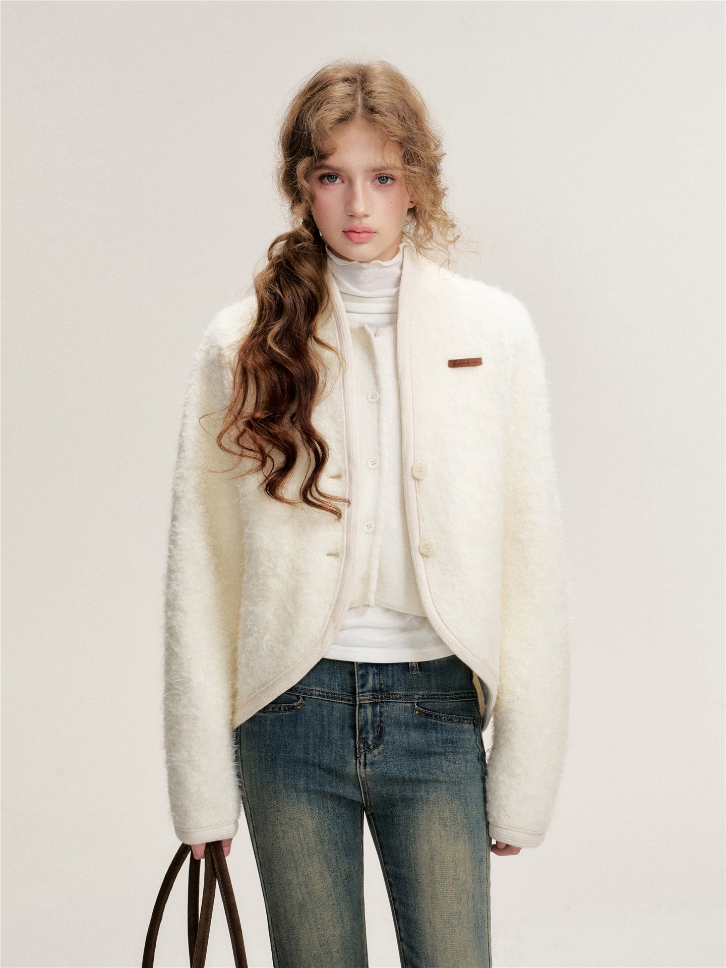 16DEWS 16D25476 Cocoon shaped woolen coat