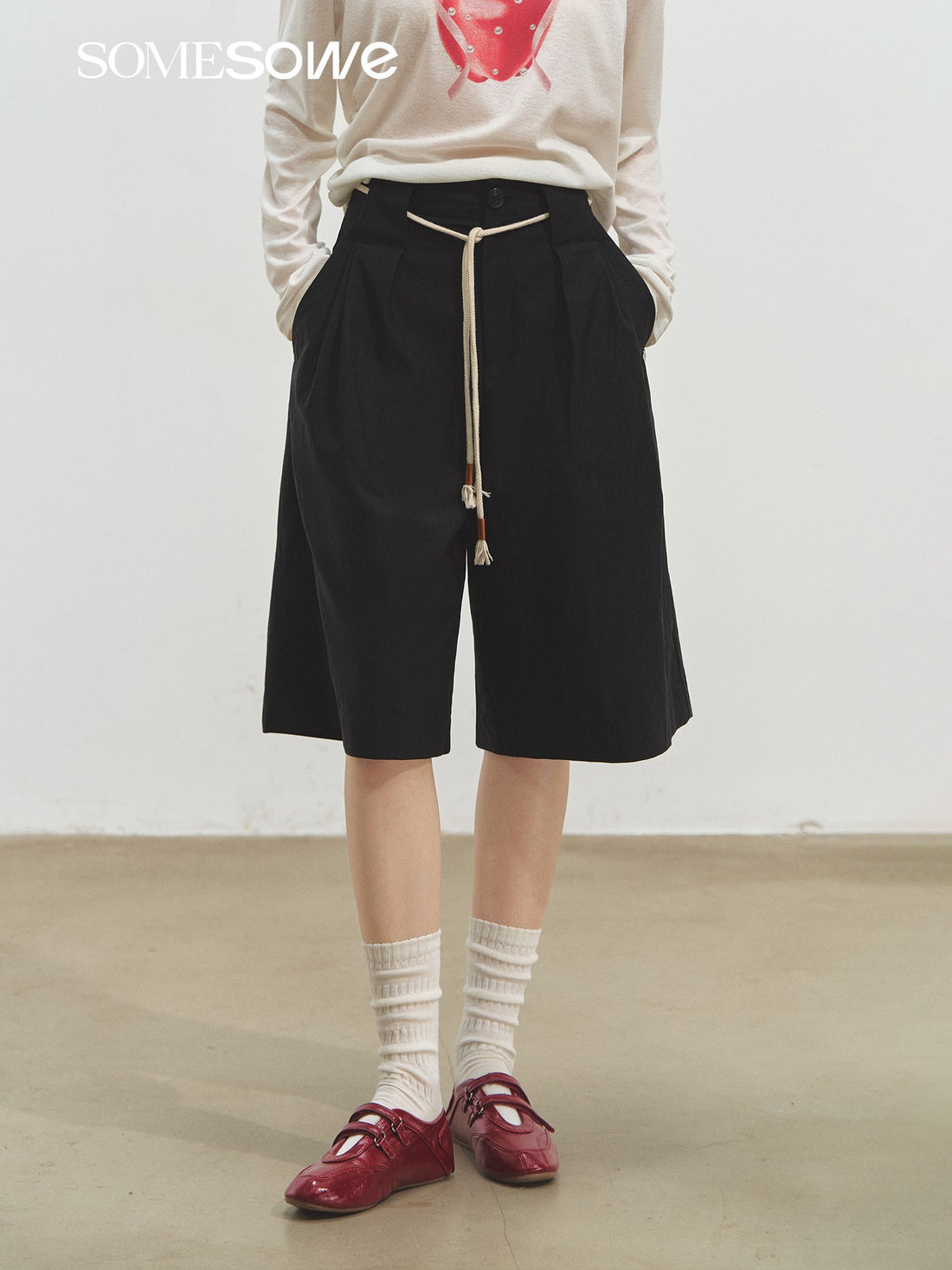 SOMESOWE S2508168 Ruffle casual mid length pants