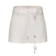 Kingwen White V-neck ribbon shirt  + lace up shorts set (seperate)