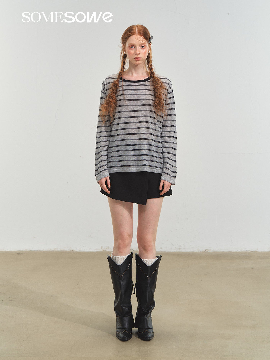 SOMESOWE S2508227 Vintage striped versatile knitted top