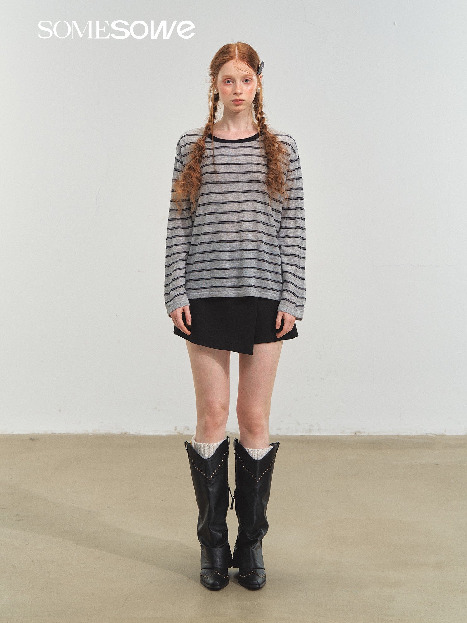 SOMESOWE S2508227 Vintage striped versatile knitted top