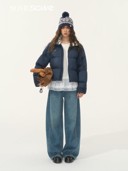 SOMESOWE S2508276 Fur collar splicing short down jacket