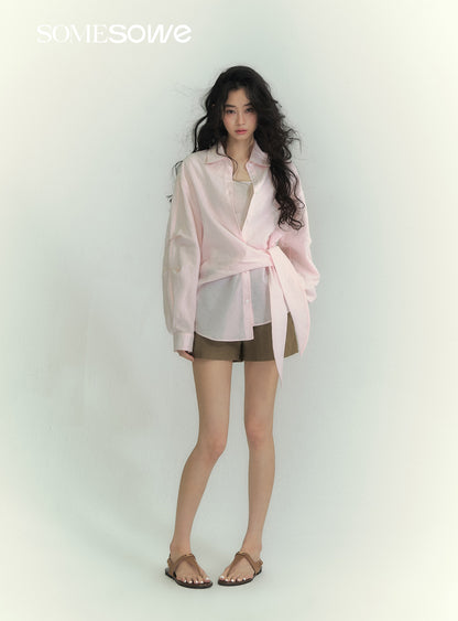 SOMESOWE S2609081 Lightweight lace up shirt