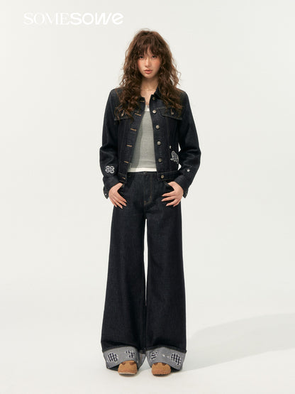 SOMESOWE S2508198&amp;S2508199 Childlike embroidered original color denim jacket + jeans