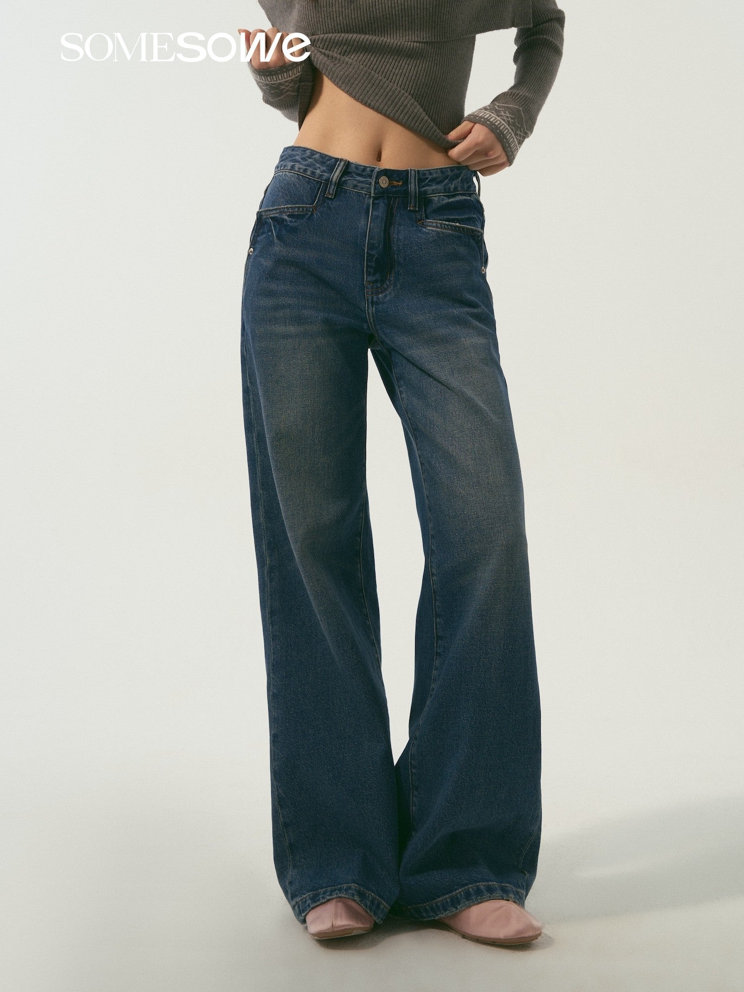 SOMESOWE S2509010 Nomadic style make old washed denim jeans