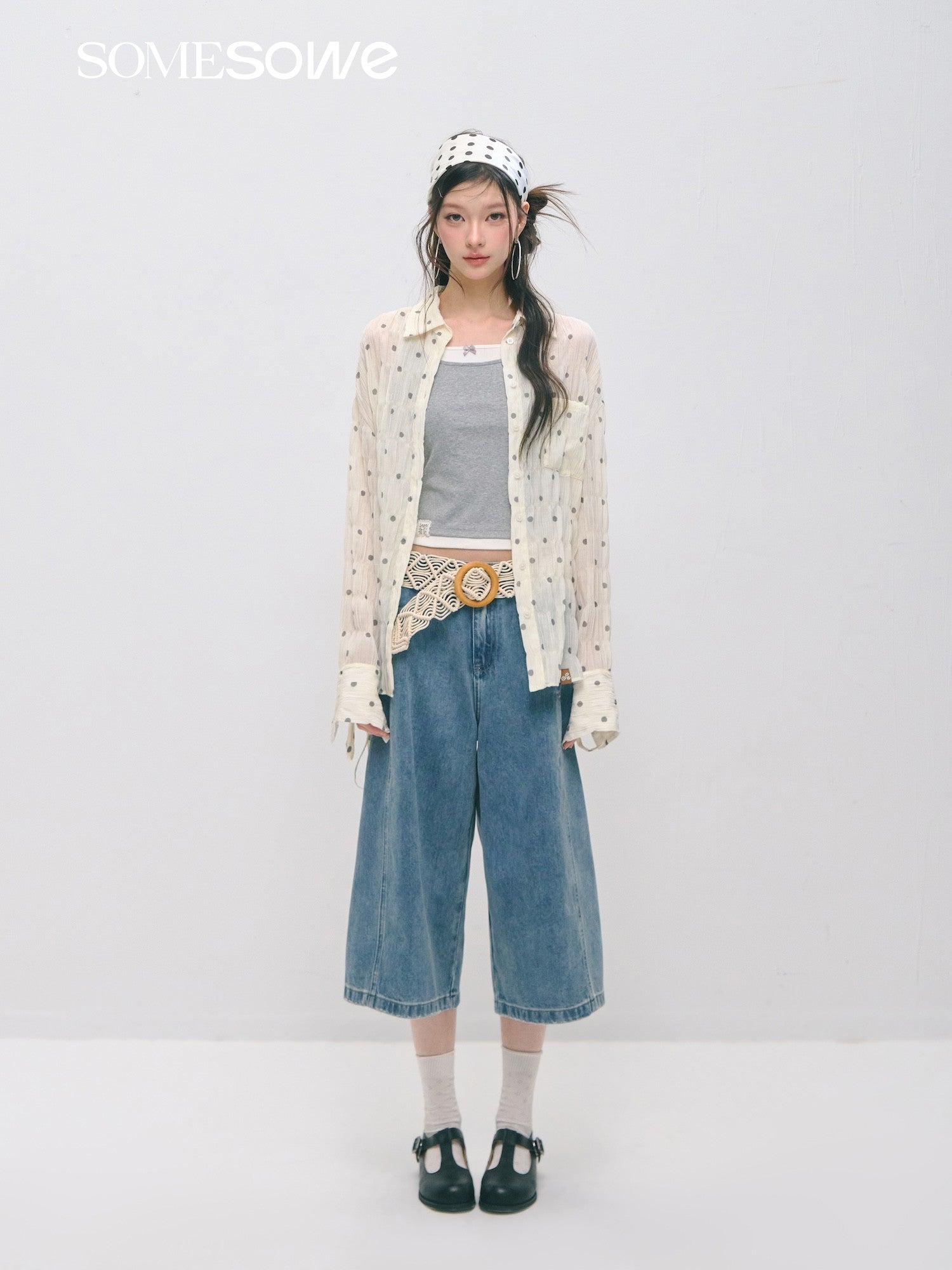 SOMESOWE S2509020 Atmosphere pleated polka dot shirt