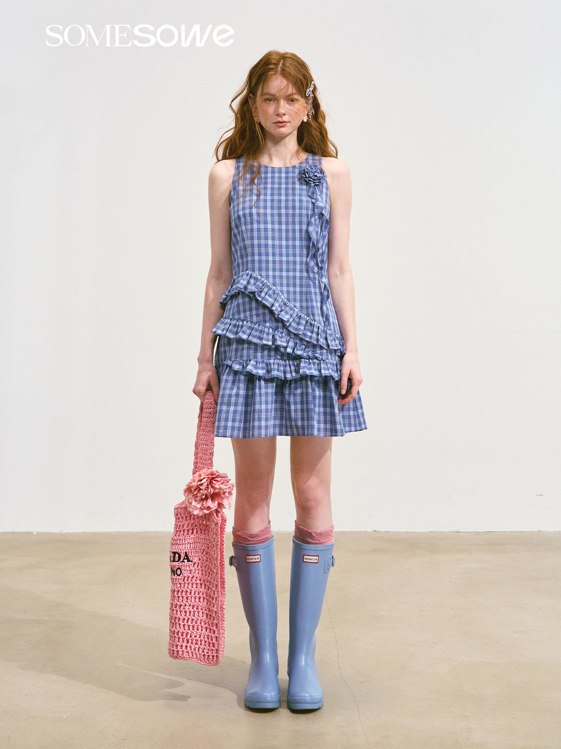 SOMESOWE S2508113 Irregular ruffled vest dress