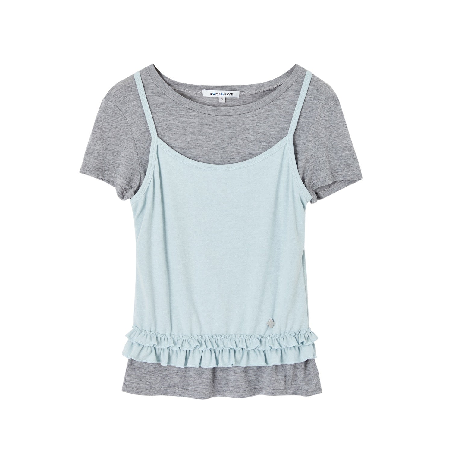 SOMESOWE S2609085 Folding edge short sleeved two-piece set