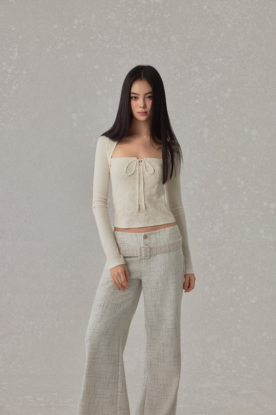 NONCESTNON N257 Lace up long sleeved top