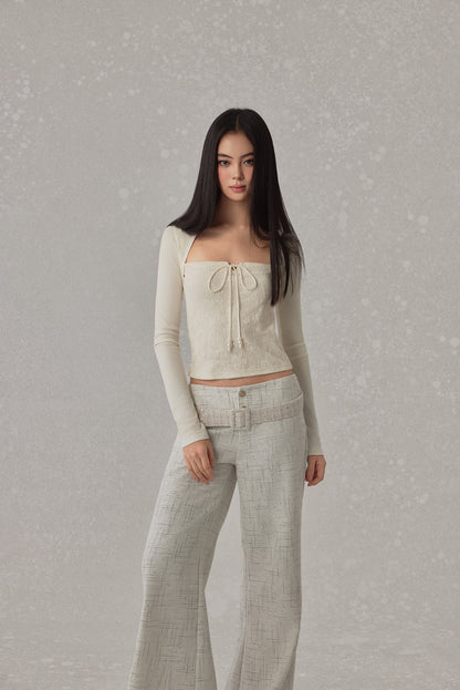 NONCESTNON N257 Lace up long sleeved top