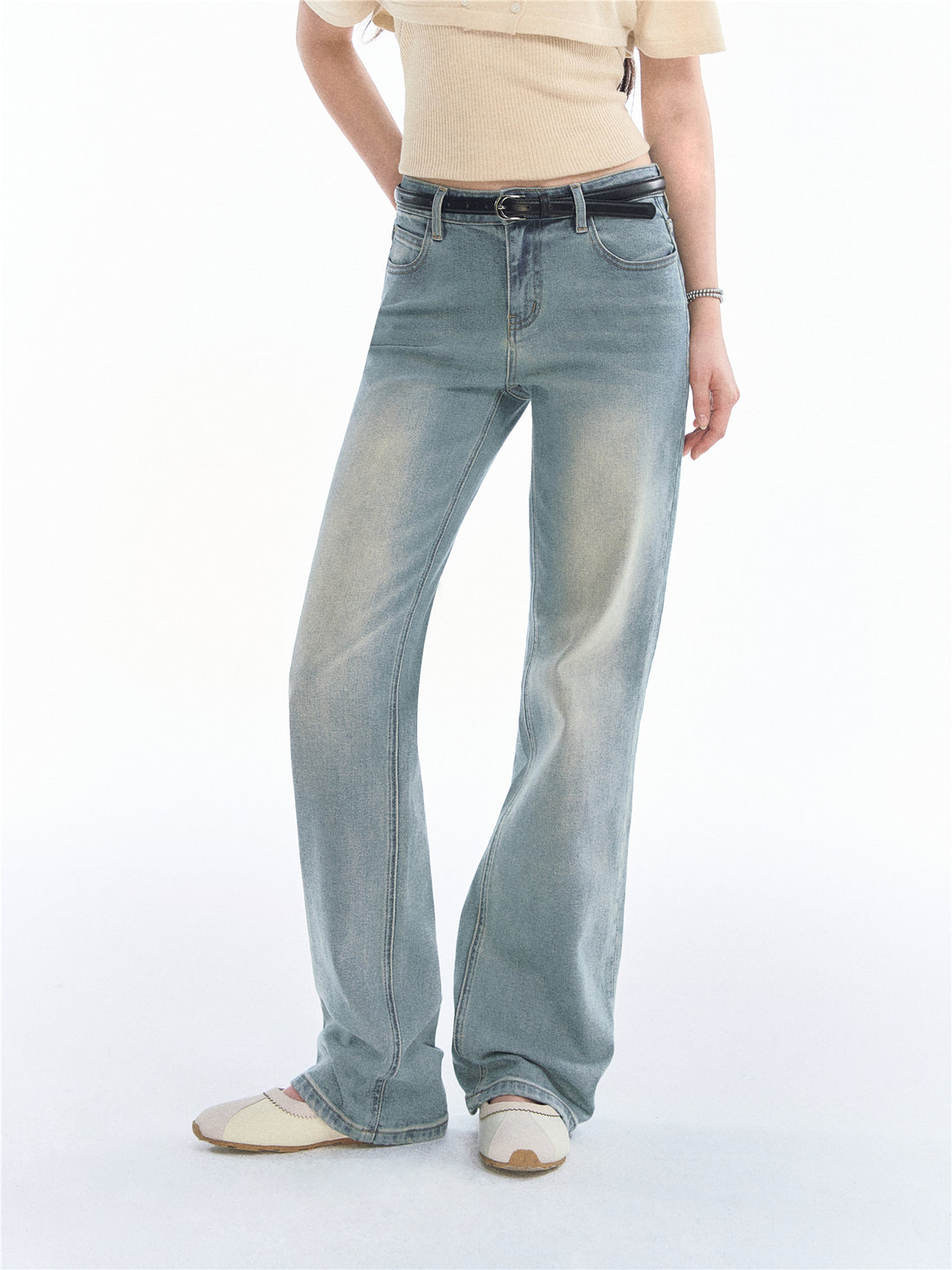 Asgony ASG26524 Bow Embroidered Low-Rise Jeans
