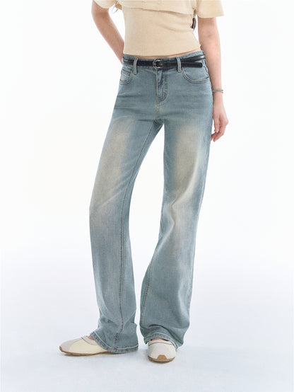 Asgony ASG26524 Bow Embroidered Low-Rise Jeans