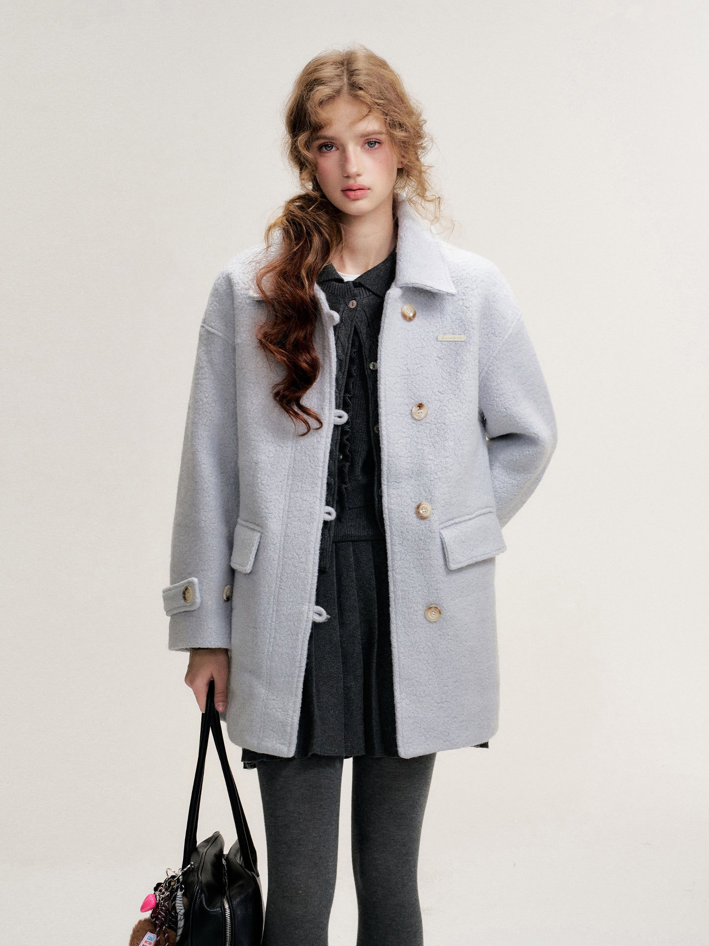 16DEWS 16D25488 Light blue woolen coat