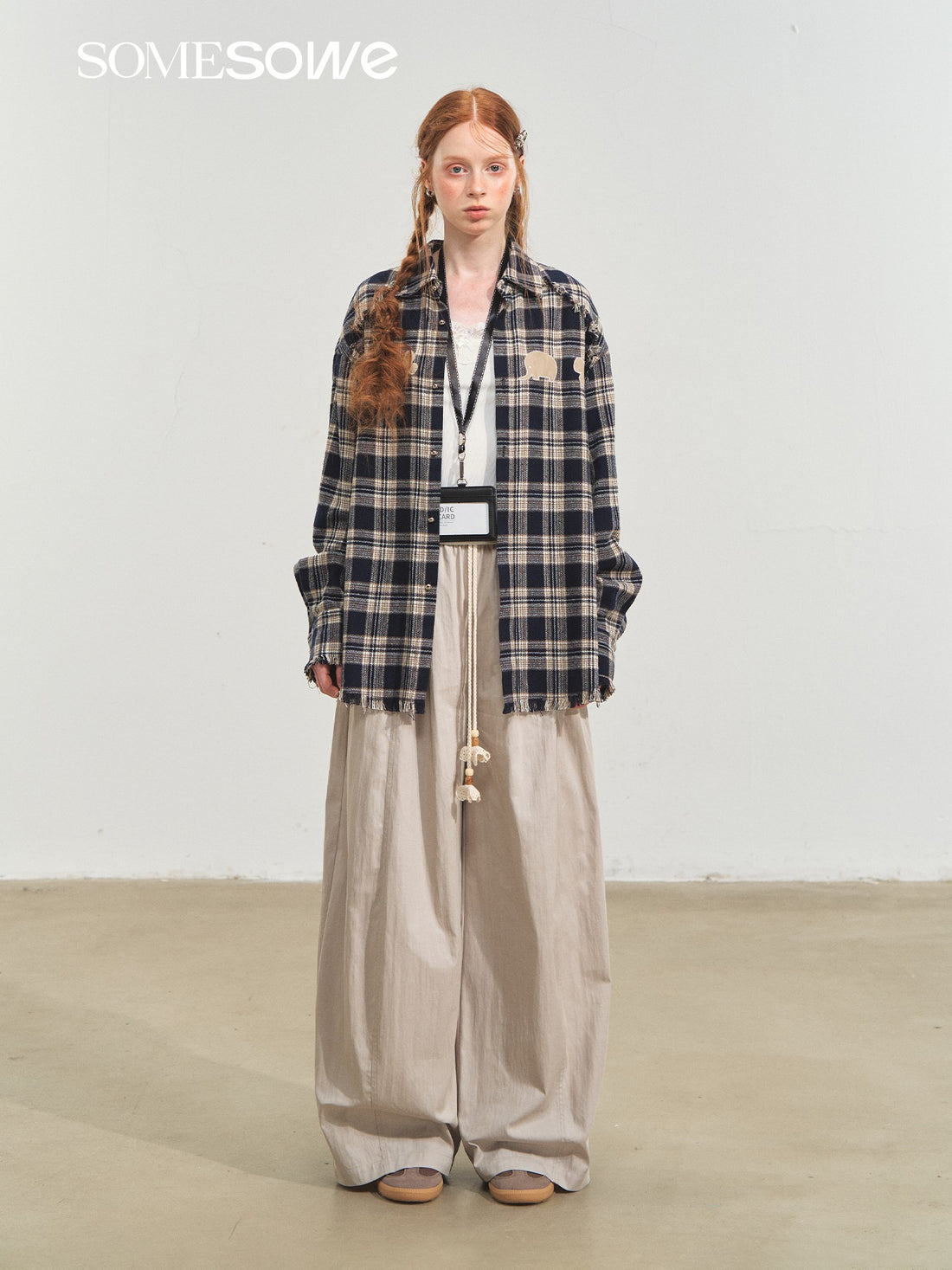 SOMESOWE S2508205 Fun fringe plaid shirt