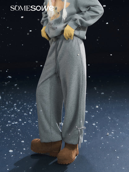 SOMESOWE S2508321 Velvet tied toe lantern casual pants