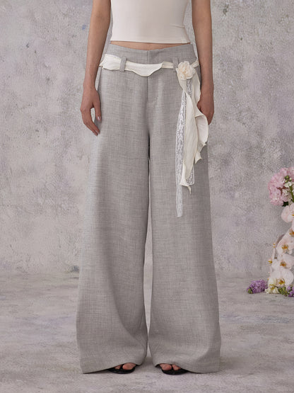 NOMEANSNO N172&amp;N185 Lace up pants +Lace flower belt set (2color)