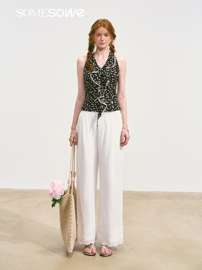 SOMESOWE S2508095 Lace wide leg casual pants