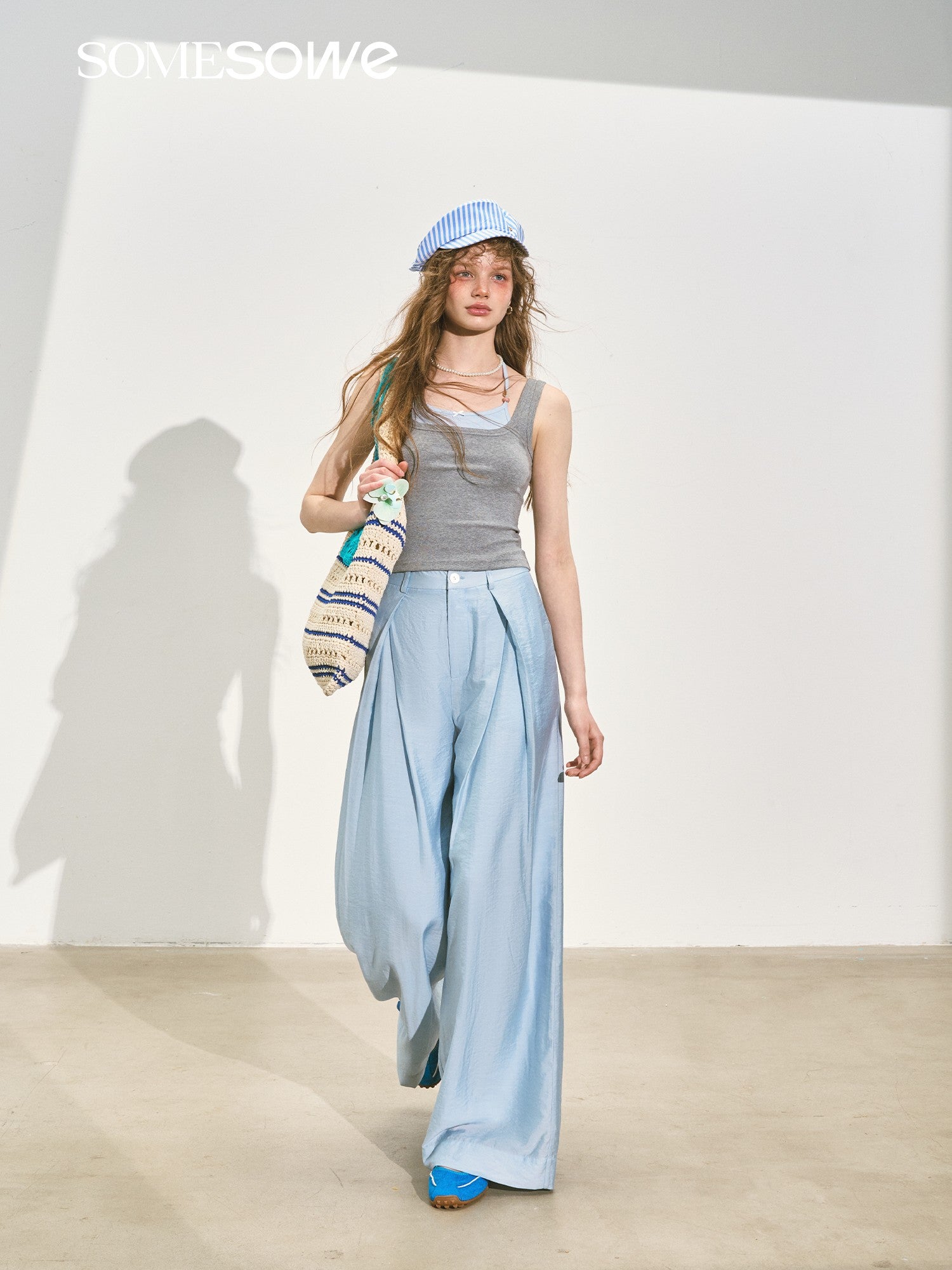 SOMESOWE S2508125 Pearlescent organza cool trousers (3color)