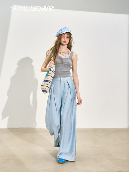SOMESOWE S2508125 Pearlescent organza cool trousers (3color)