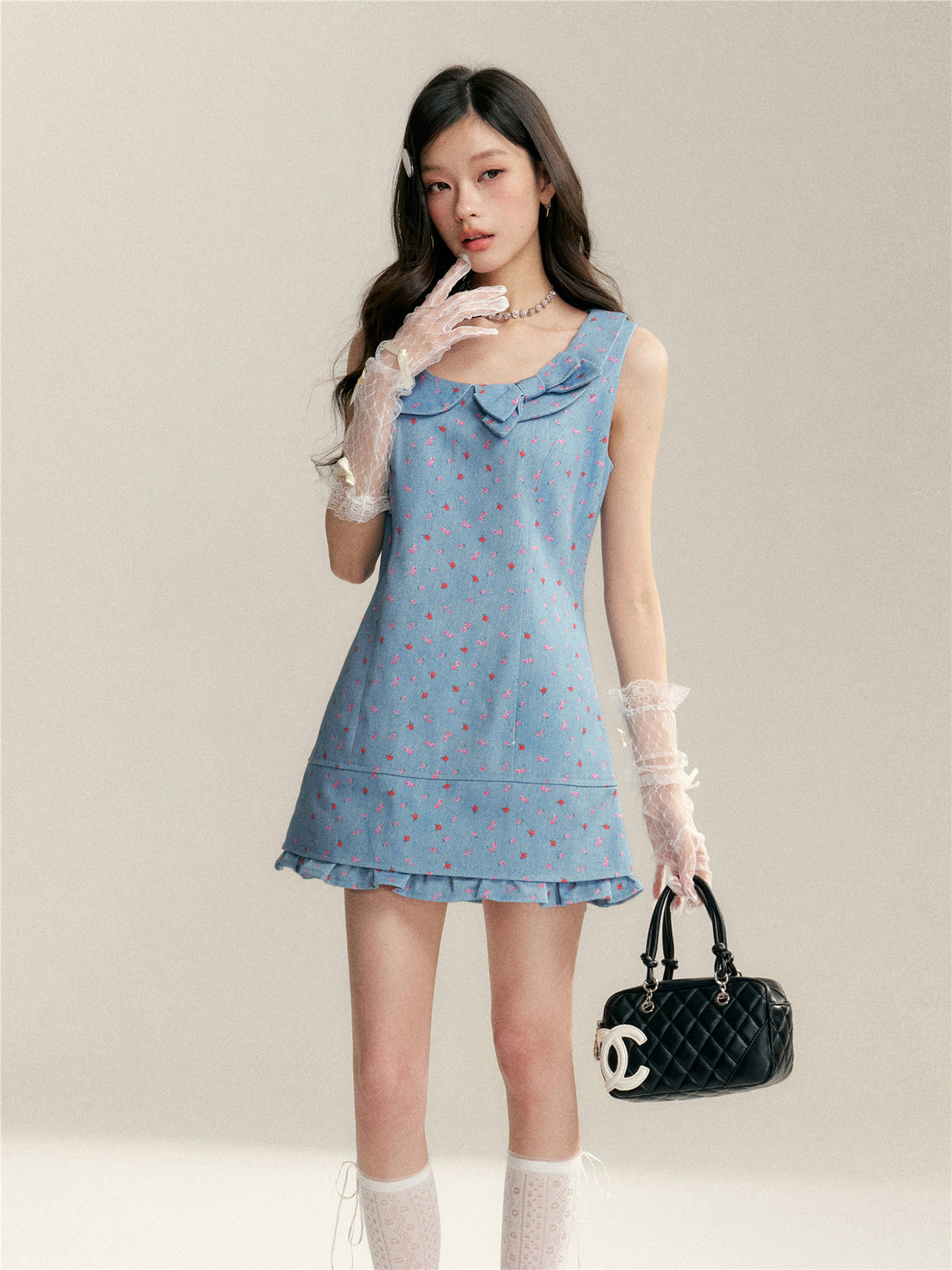 16DEWS 16D246069 A-line doll collar denim dress