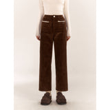 AsGony ASG24558 lace stitching brown pants set