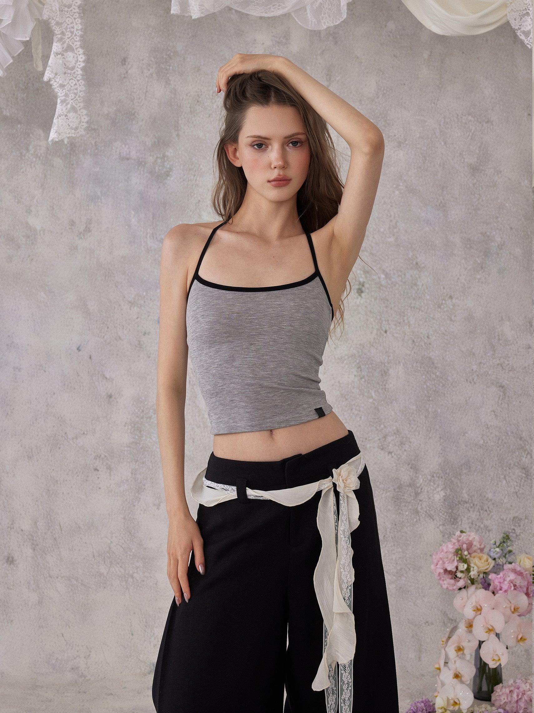 NOMEANSNO N160 Color blocking bow camisole (2color)