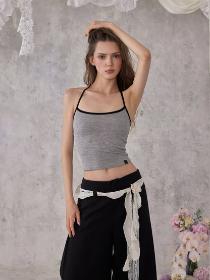 NOMEANSNO N160 Color blocking bow camisole (2color)