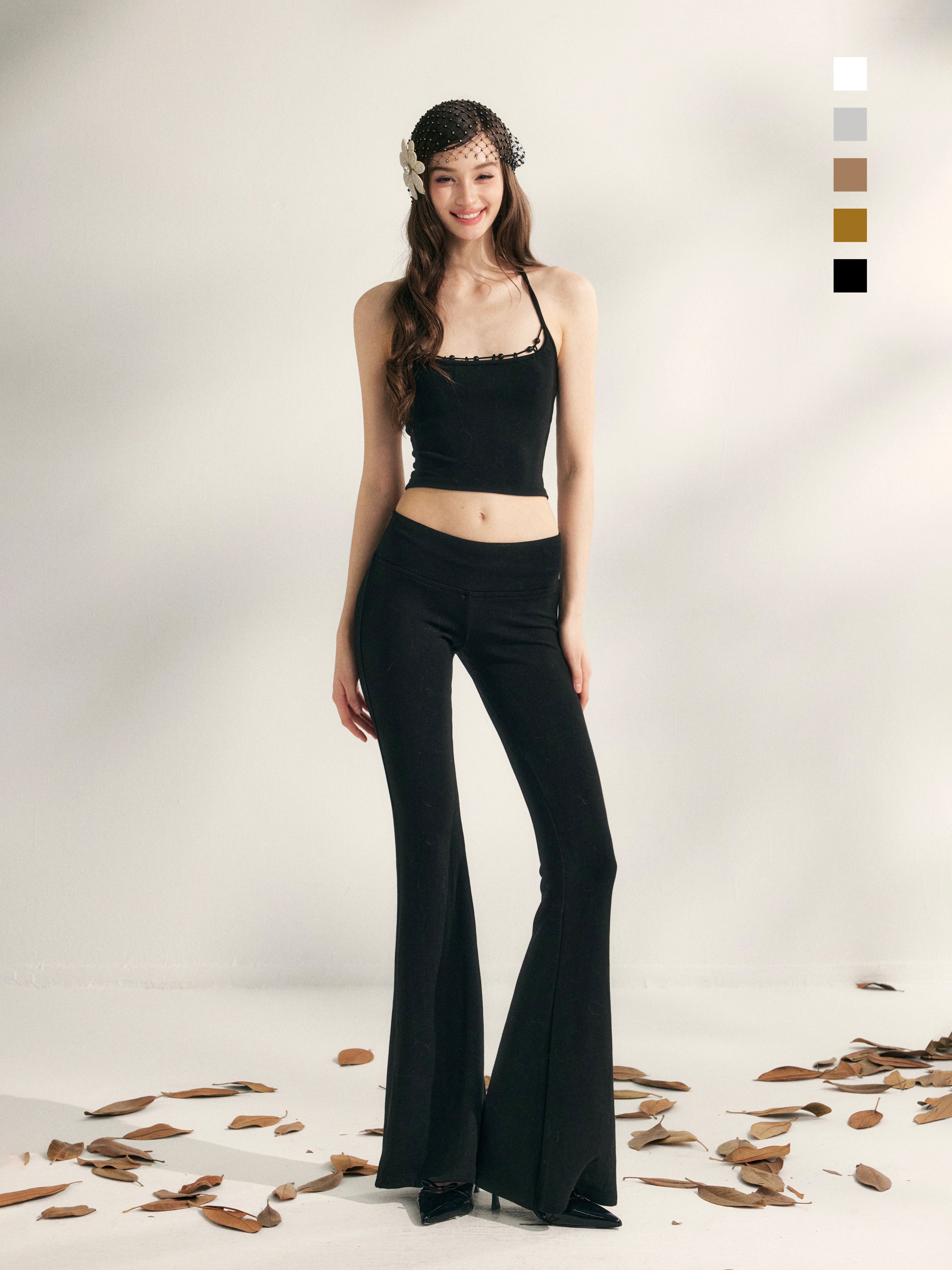 YZZI HE Beaded knit camisole + yoga pants set