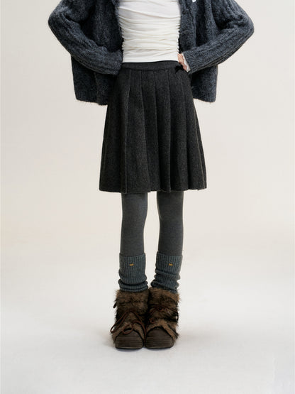 16DEWS 16D25491 Thick wool high waisted A-line skirt