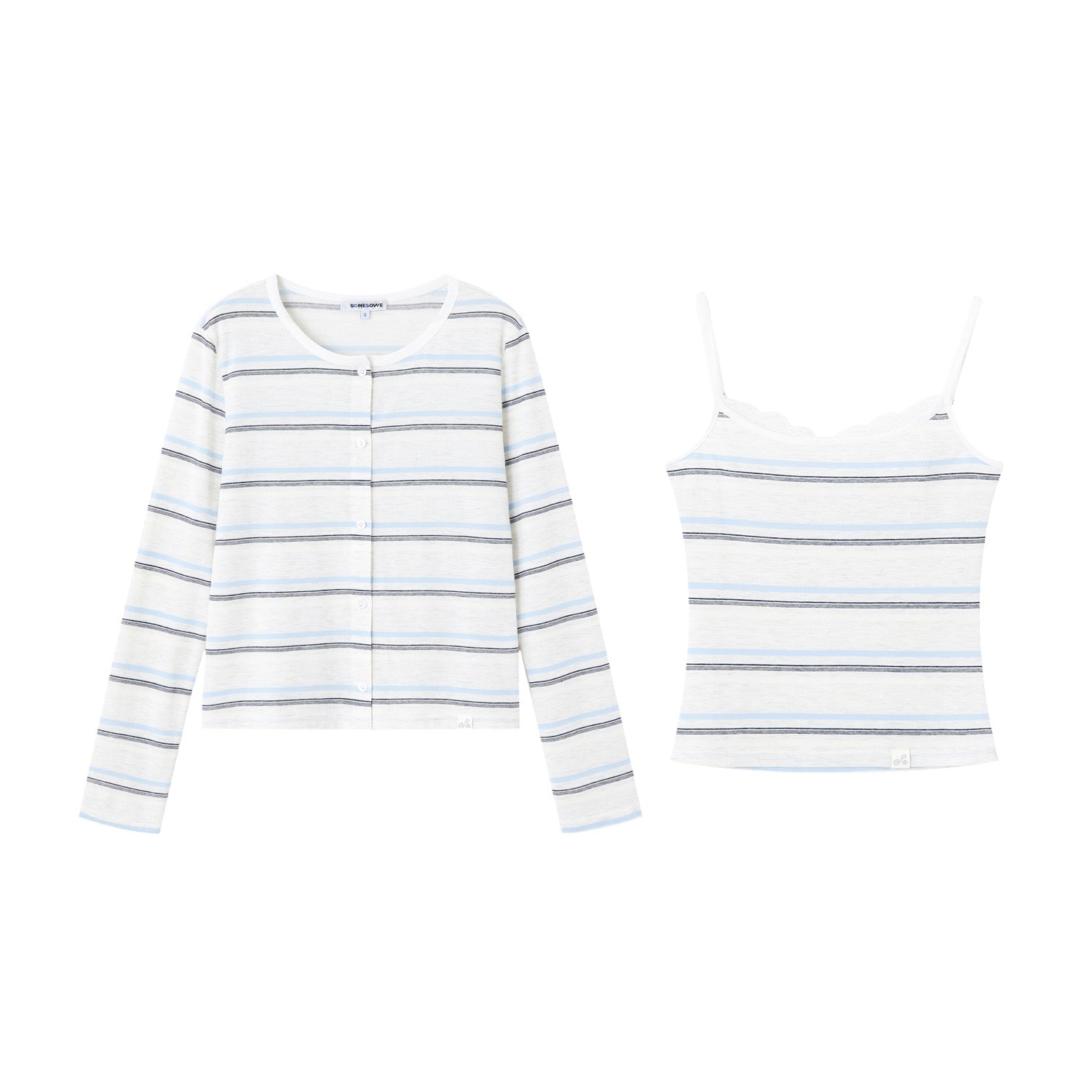 SOMESOWE S2609048 Striped cardigan two-piece set