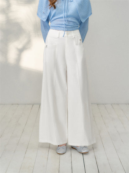 16DEWS 16D26079 Split design high waisted loose casual pants