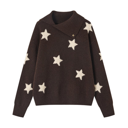 SOMESOWE S2508287 Irregular Collar Star Sweater