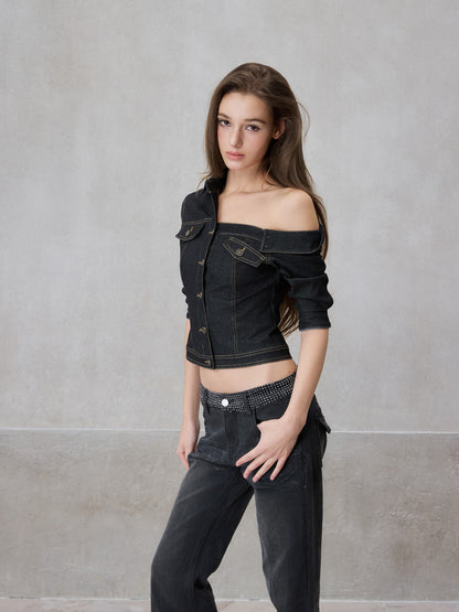 NONCESTNON N306 Off shoulder denim shirt