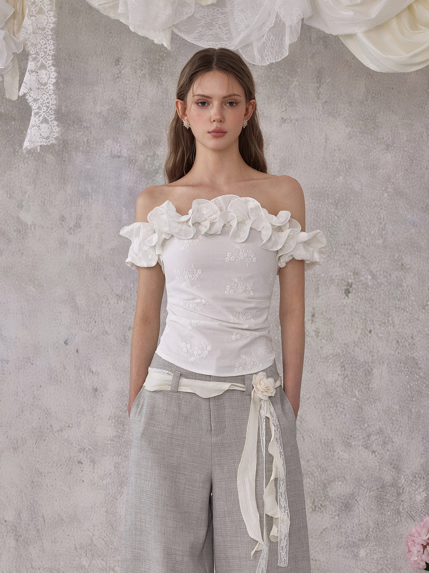 NOMEANSNO N188 White off-shoulder top