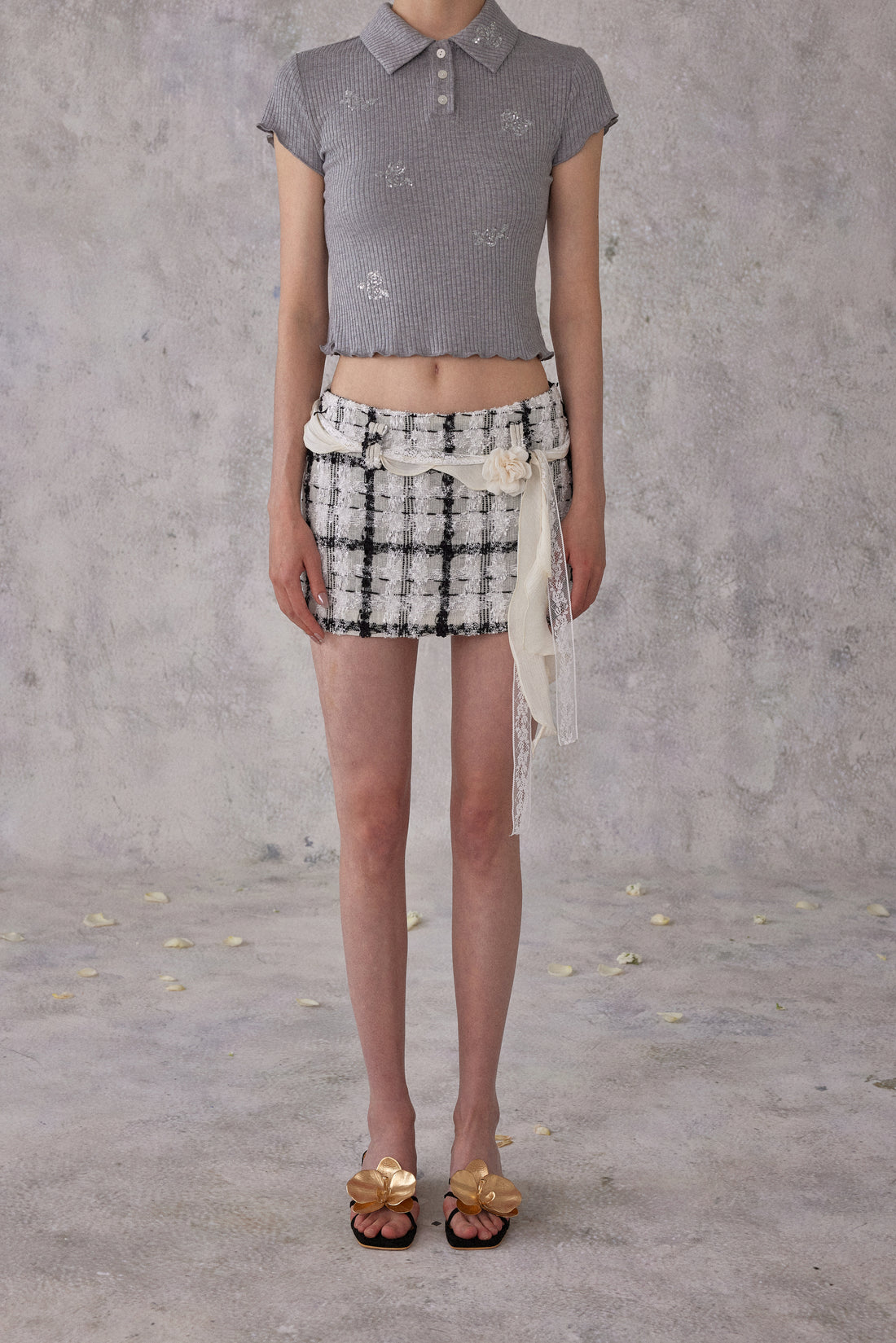 NOMEANSNO N181 Black and white checkered skirt